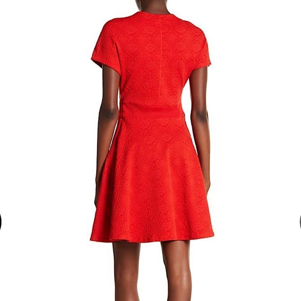 Opening Ceremony Medallion Jacquard Fit & Flare Red Dress - Picture 3 of 10